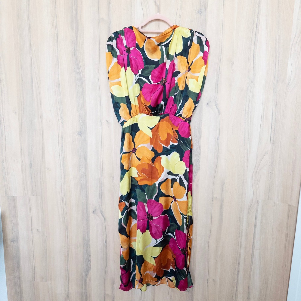 Dress Forum Floral Midi Dress M Colorful‎ Resort Boho Tropical Vacation Retro